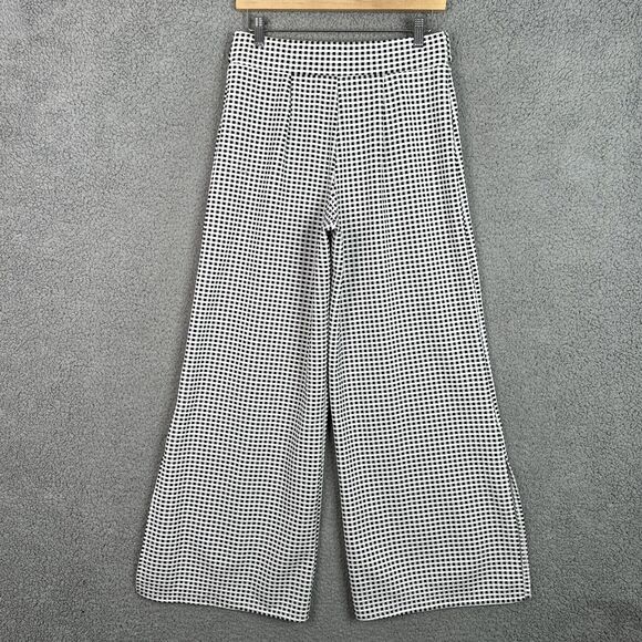 Maeve Anthropologie Wide Leg Pants Black White Check Tie Waist Women’s Small - Picture 5 of 10